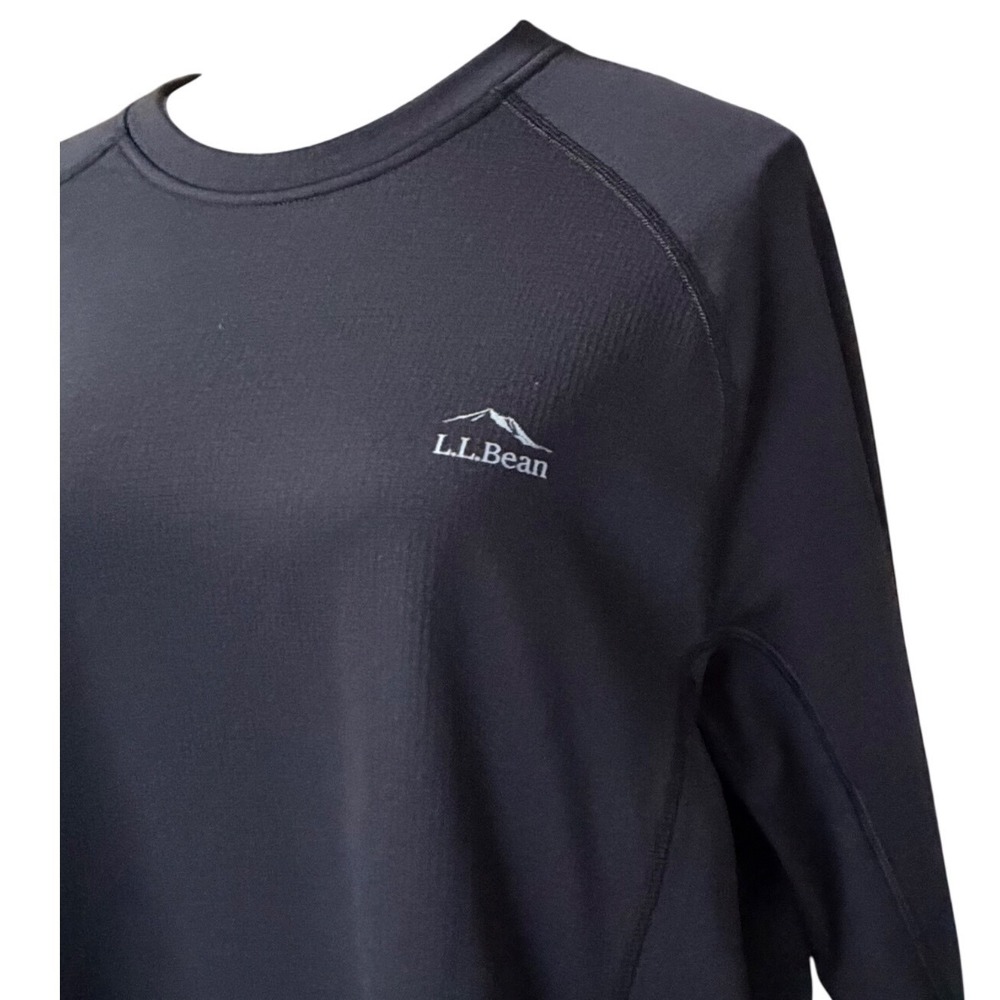 LL Bean Mens XL Regular Long Sleeve Base Layer Performance Shirt Black 503426